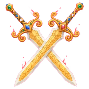 Crossed ornate golden swords